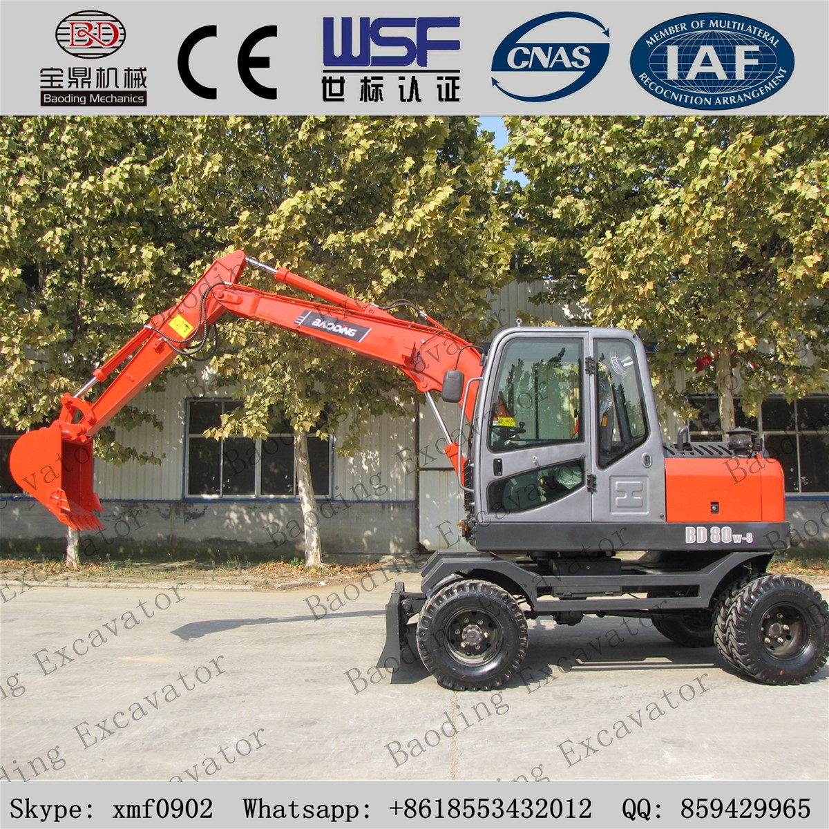 2017 small wheel excavators BD80 with ISO9001 certificate