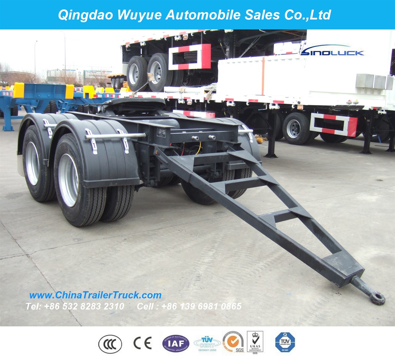 Tandem Axle Semi Trailer Dolly for Over Heavy Duty Lowboy or Faltbed Trailer Dolly