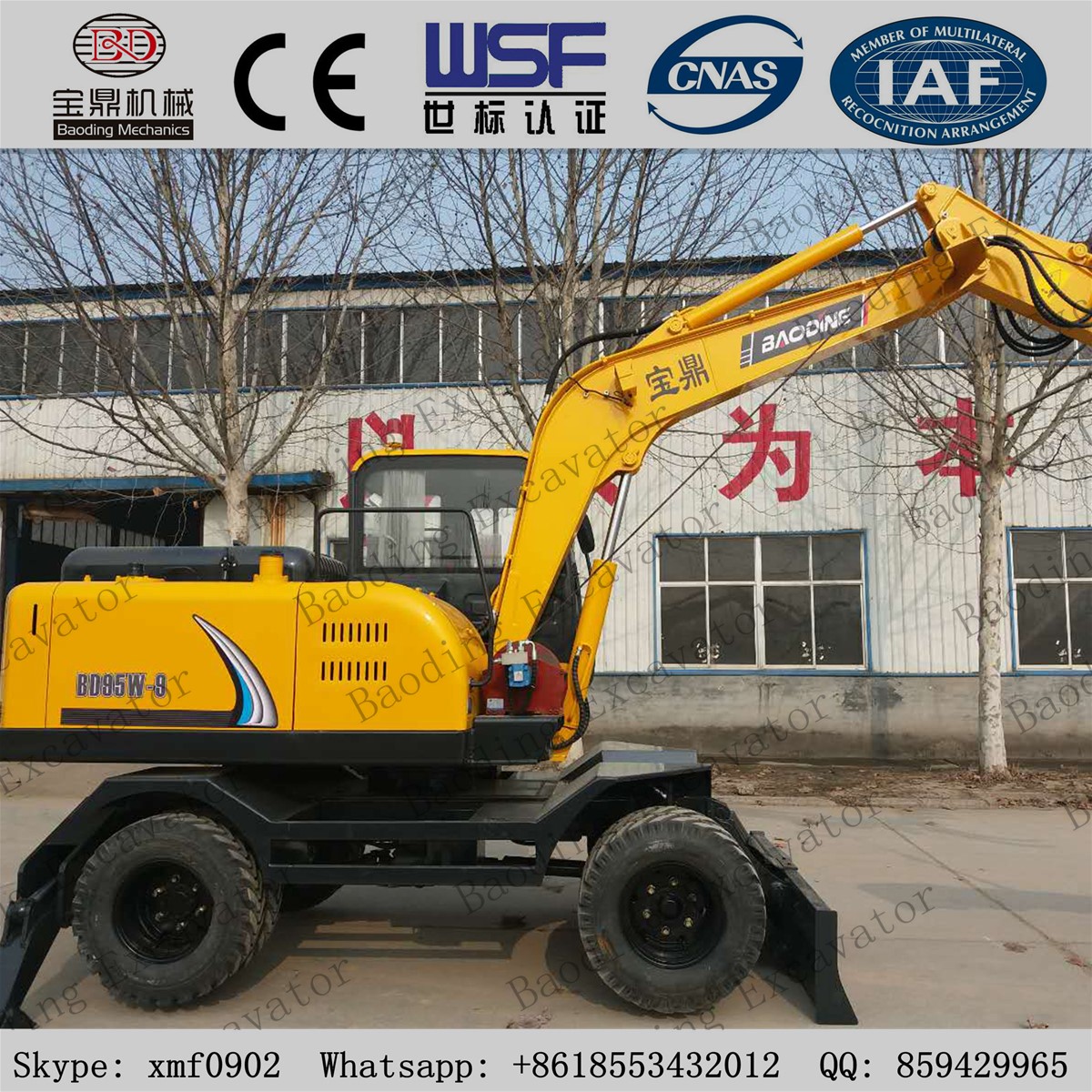 Yellow Small Wheel Excavator with 03m3 bucket for sale