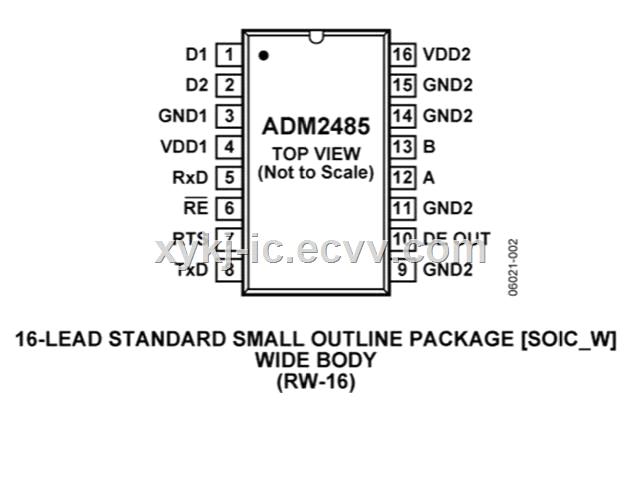 ADM2485BRWZ ADI 25 kV Signal Isolated High Speed 16 Mbps Half Duplex RS485 Transceiver w Transformer Driver