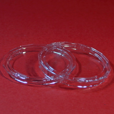 Acrylic round coin capsule with multiangular