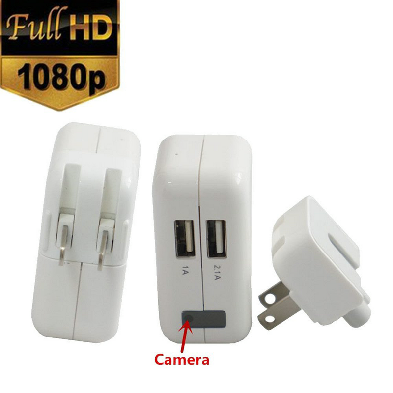 HD 1080P wireless spy IP WIFI mini Plug charger pinhole hidden camera dvr record 