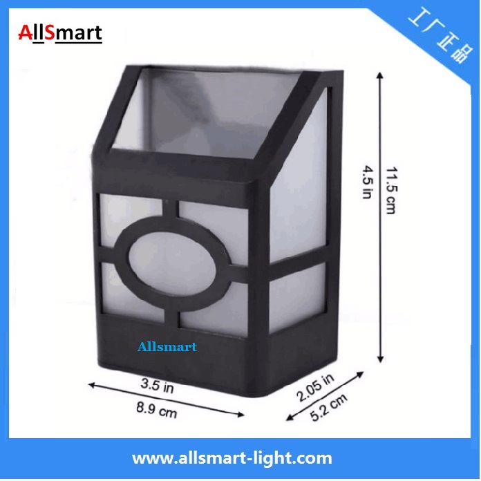 2LED Solar Powered Wall Mount Light Classical Black Outdoor Garden Path Landscape Fence Yard Lamp