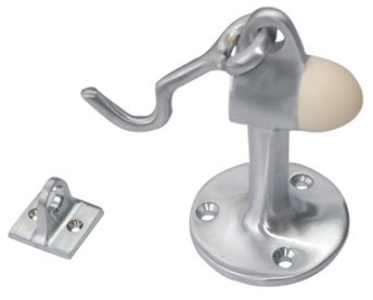 Floor mounted door stopper with hook