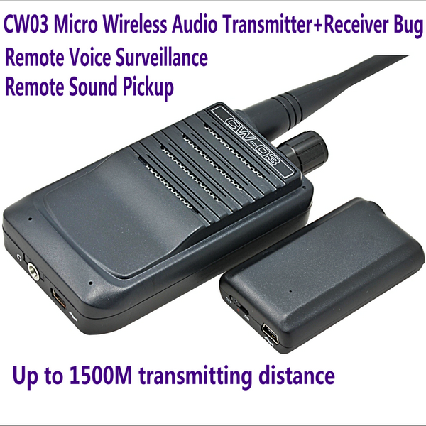 CW03 Micro Wireless Audio Transmitter Receiver 500Meter LongDistance Spy Remote Sound Pickup Listening Audio Bug