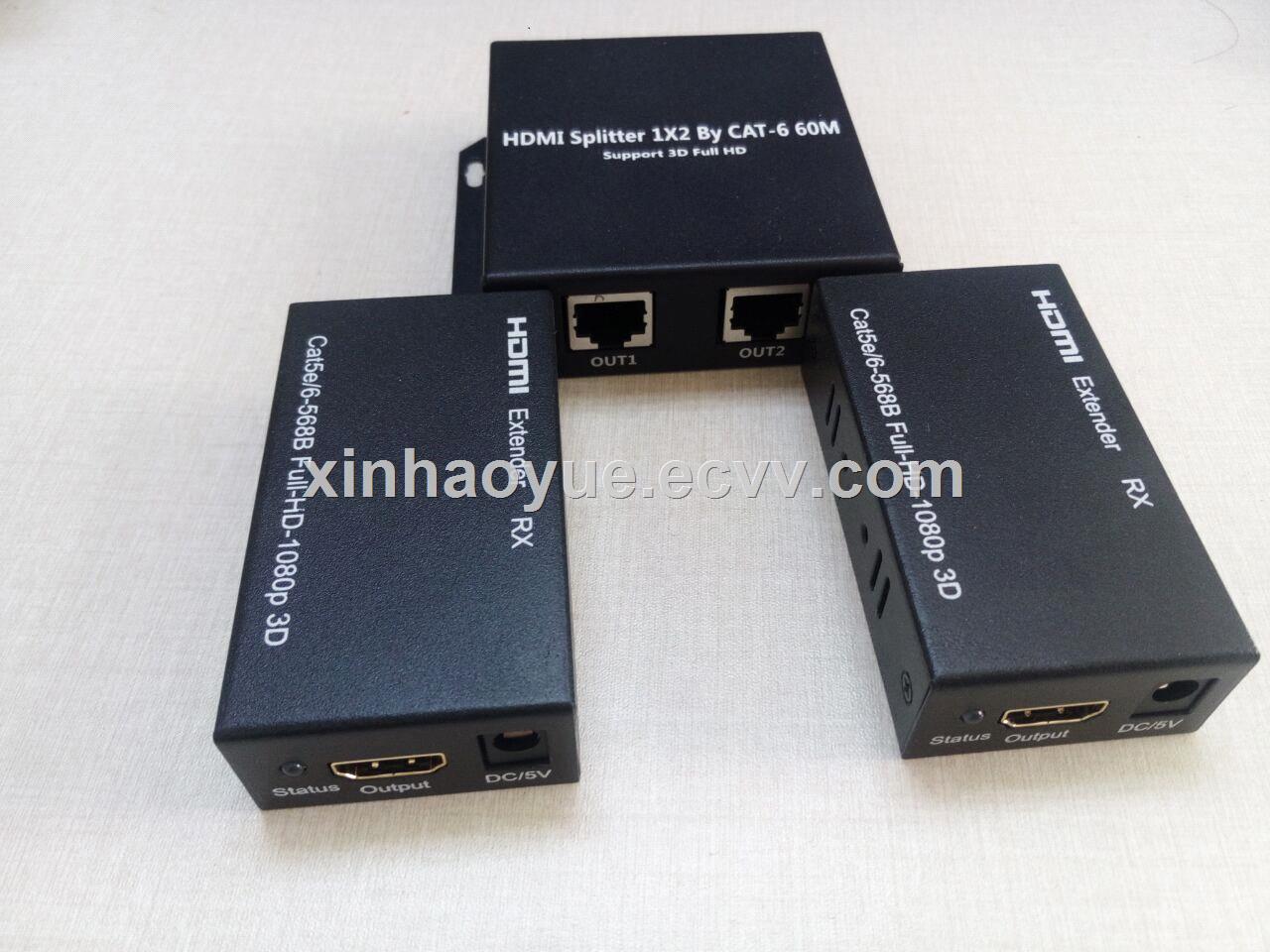 60m HDMI 1X2 splitter Extender by cat 5E6