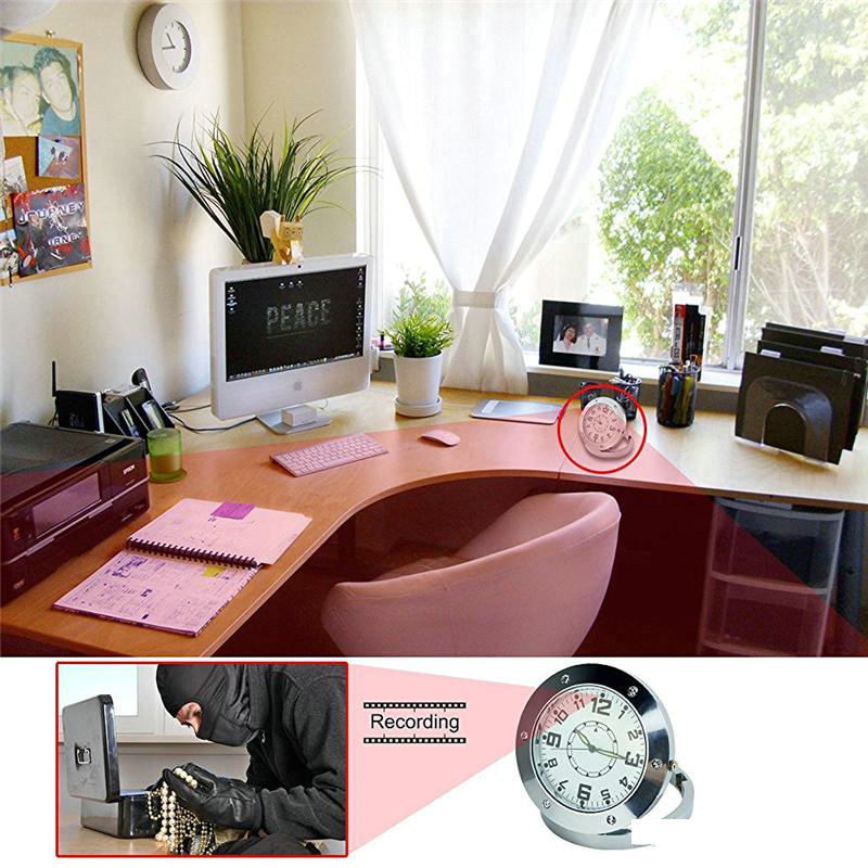 520 Mini Table Desk Clock Spy Hidden Video Camera Recorder CCTV Surveillance Alarm Nanny DVR Motion Detection