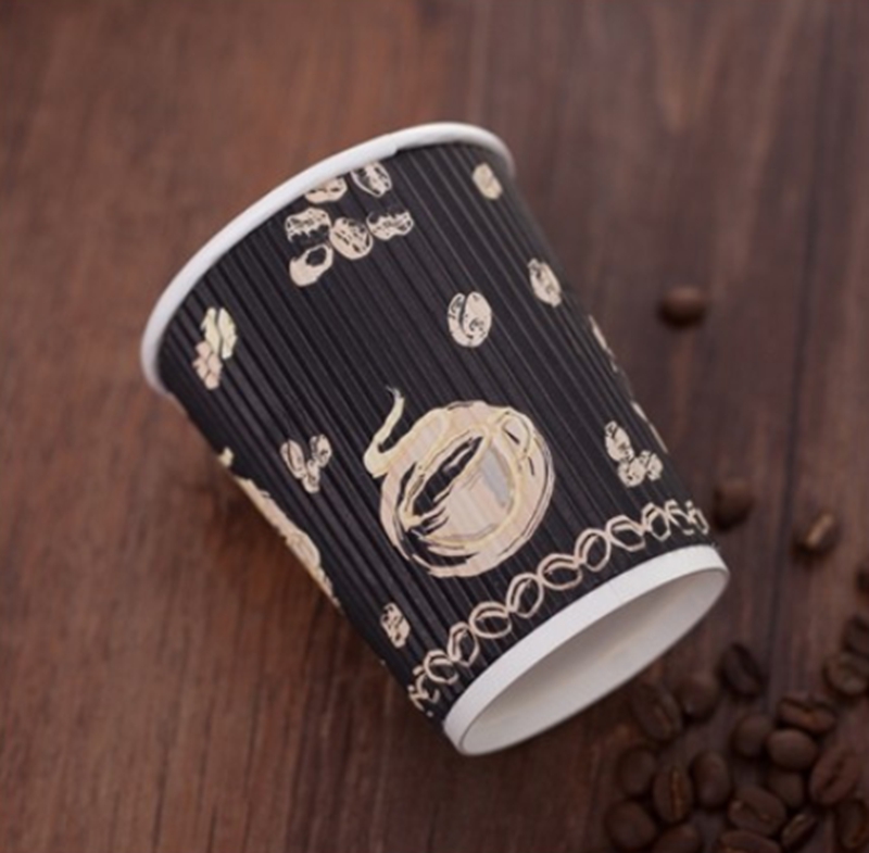 Disposable Corrugated Custom Logo Design Printed Ripple Wall Hot Paper Coffee Cup