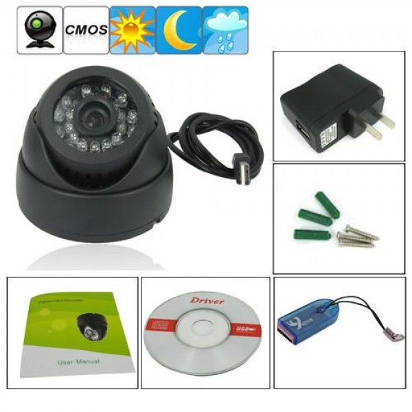Dome 14 Inch CMOS CCTV Surveillance DVR Camera 24 LED Night Vision Nanny Security Hidden Monitoring TF Video Recorder