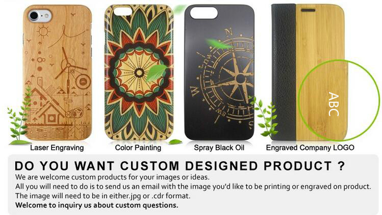 Natural bamboo mobile phone case with laser carve good quality wooden phone shell for iPhone