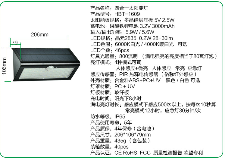 LED Solar Light HBT 1609