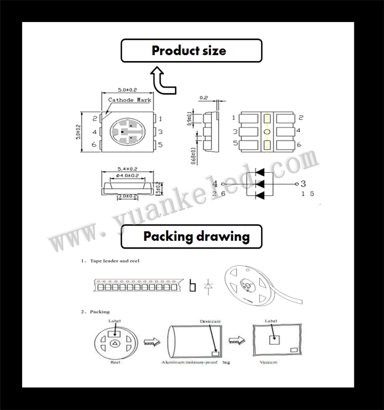 SMD 5050 White LED lamp 1000pcs Aluminum vacuum packaging