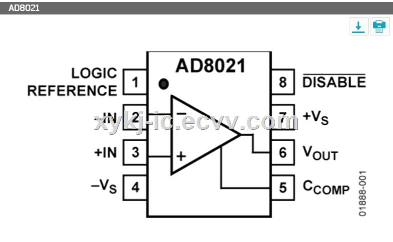 AD8021ARZ ADI Low Noise High Speed Amplifier for 16Bit Systems