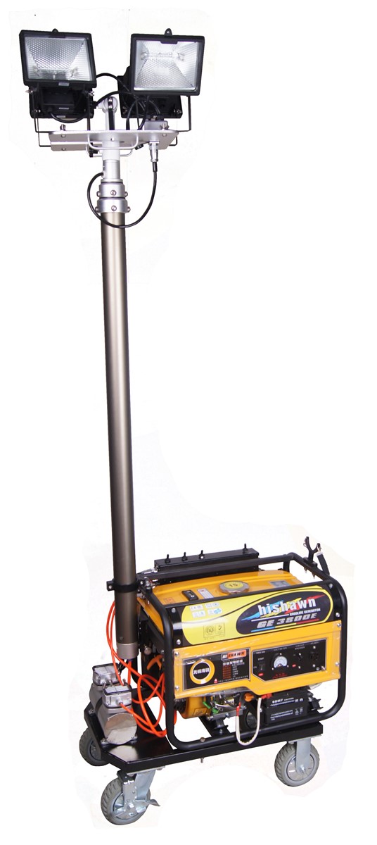 Simple mobile telescopic light tower for road construction