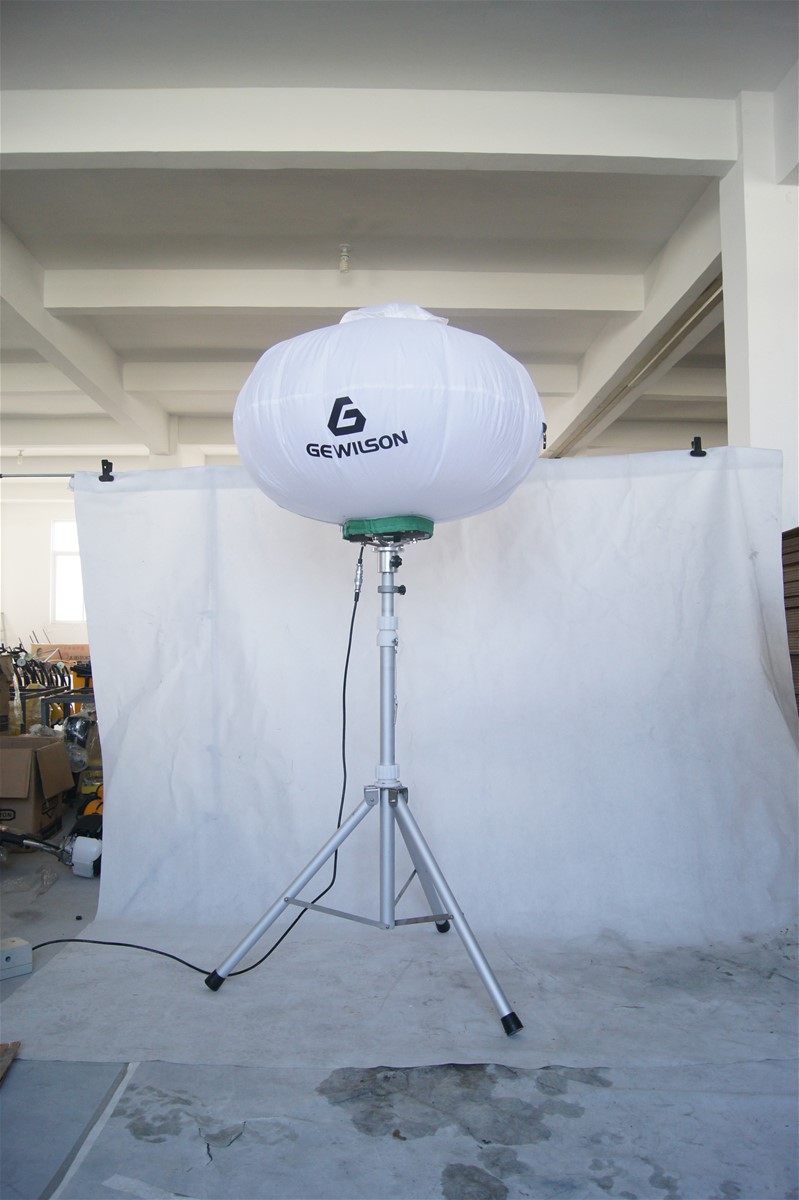 Simple Portable Light Tower with Balloon Light On Tripod