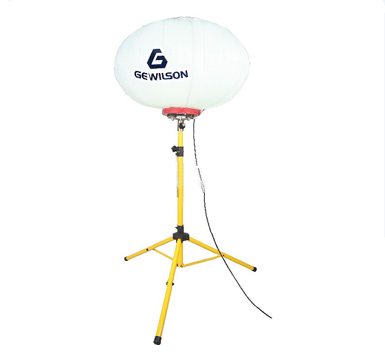 Simple Portable Light Tower with Balloon Light On Tripod