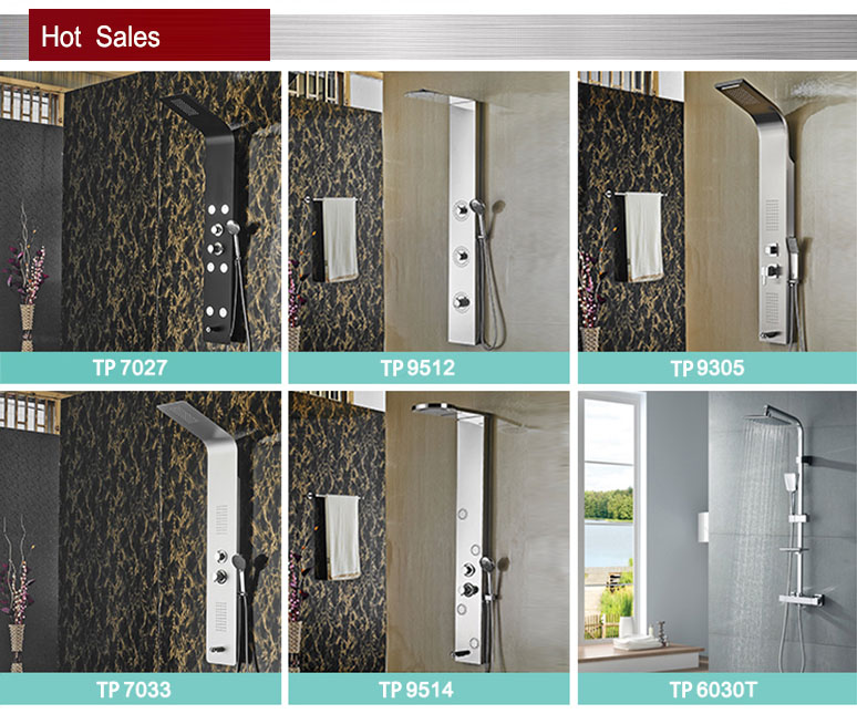 304 stainless steel shower panel with Twofunction ABS shower head and water fall shower panel