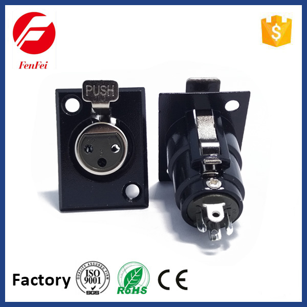 xlr connector with black finish 3pins female connector