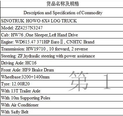 Sinotruk Howo Log Transportation Truck 64 for Good Sale