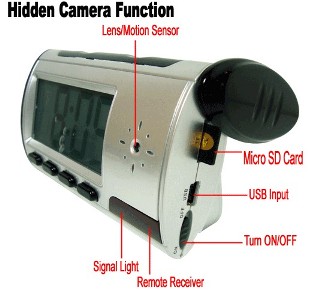 Alarm Clock Mini Spy Hidden DVR Camera Remote Control Motion Detection Covert surveillance DVR