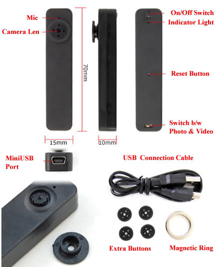 Button Camera 4GB 8GB Spy Hidden covert camera Mini Pinhole DVR USB Voice Video Recorder HY900
