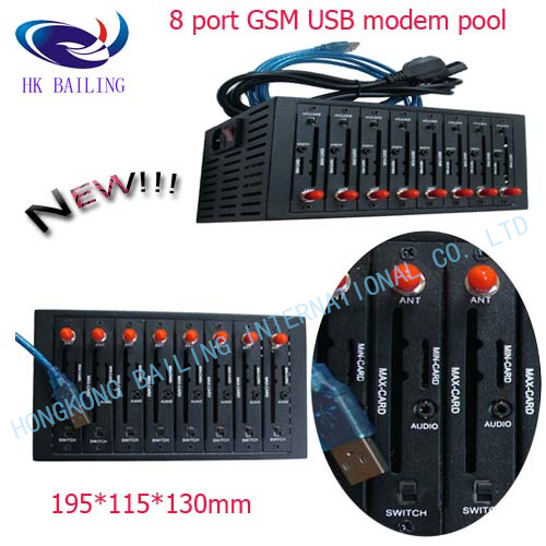 3G 8 Port USB interface Modem Pool Send bulk SMS MMS device