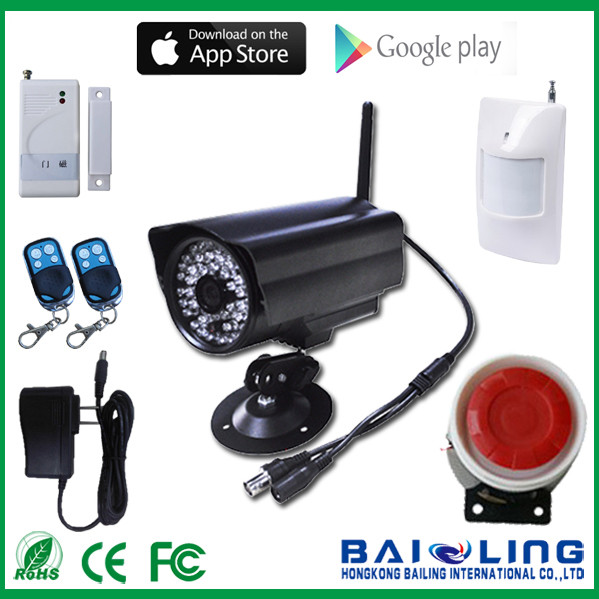 High quality PIR night vision camera security system wireless gsm alarm system