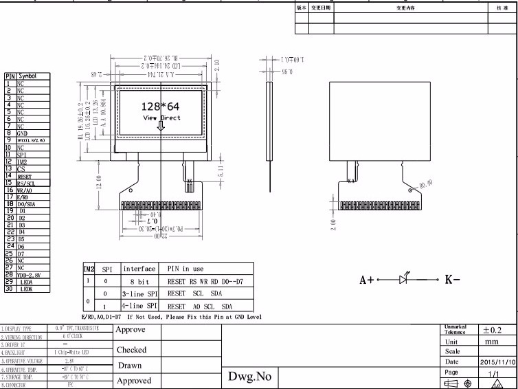 128X64 096 inch TFT Display Module and 262K colors Small size Compatible 096 OLED