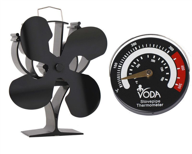 China manufacture aluminum alloy heat powered stove fan4 blade eco fan stove top fan VDSF654B