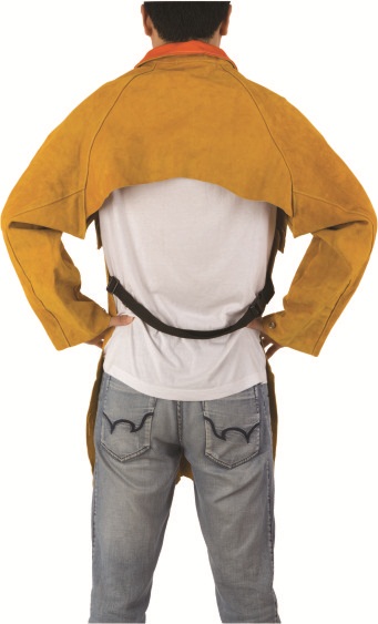 Leather split cowhide cape sleeves with bib apron design