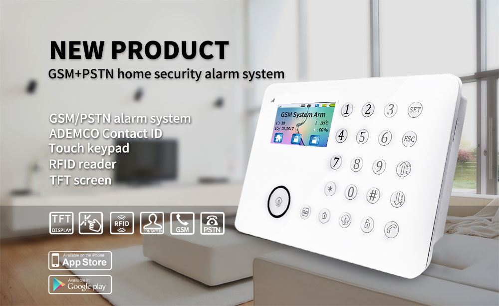 GSMPSTN DualNetwork TFTLCD Screen Keypad Wireless Home Intelligent Alarm System