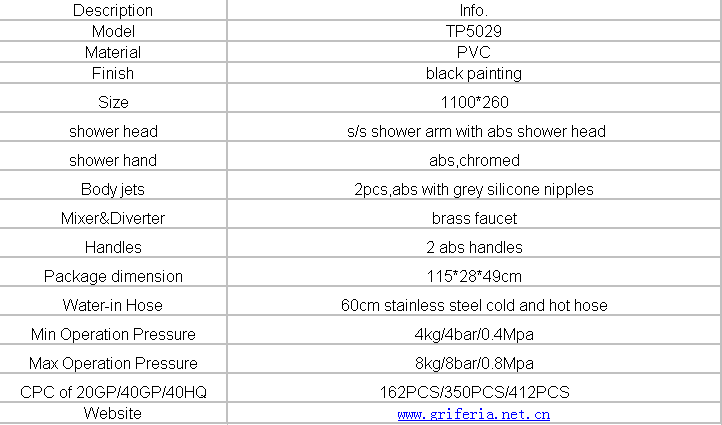 Shower room bath faucet all color PVC shower panel TP5029