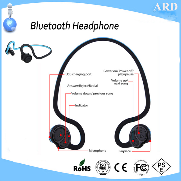 High quality neckband super bass flexible sport wireless bluetooth headphone