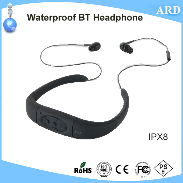 Hot IPX8 rated swimming waterproof bluetooth headphone
