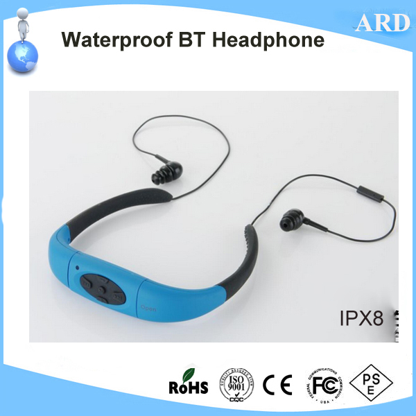 Hot IPX8 rated swimming waterproof bluetooth headphone