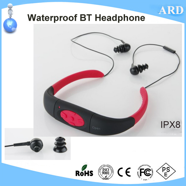 Hot IPX8 rated swimming waterproof bluetooth headphone