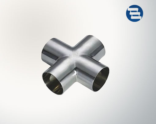 Sanitary Stainless Steel Pipe Fitting Welded Tri Clamp Four Way Cross