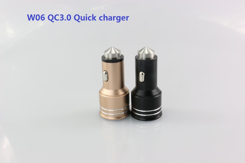 2017 new trend products W06 QC30 fast charge LCD dispaly car charger with dual usb