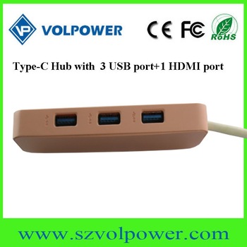 2017 high speed type c 4 port usbc type hub with 2 colors
