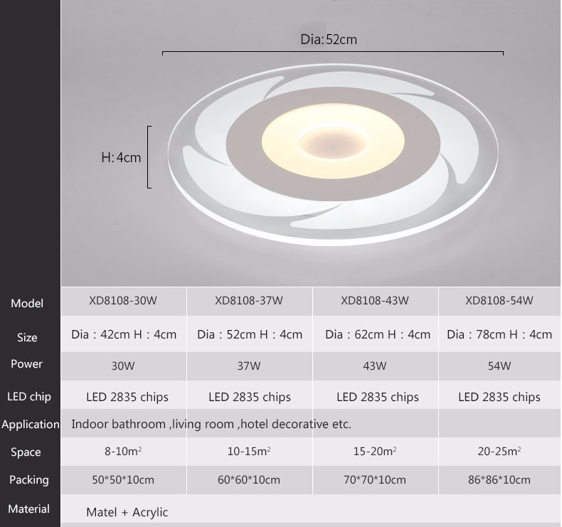 Indoor house living room decorative lighting Ultrathin 43w LED ceiling light with CE Rohs 110240v ac