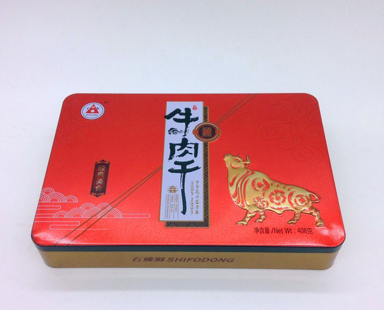Customized tin box for jerky packaging