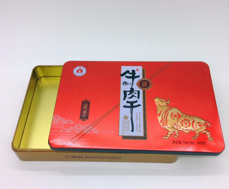Customized tin box for jerky packaging