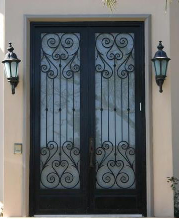 China Iron Dooreyebrown Top Wrought Double Entry Doors For House China Iron Dooreyebrown Top Wrought Double Entry Doors For House