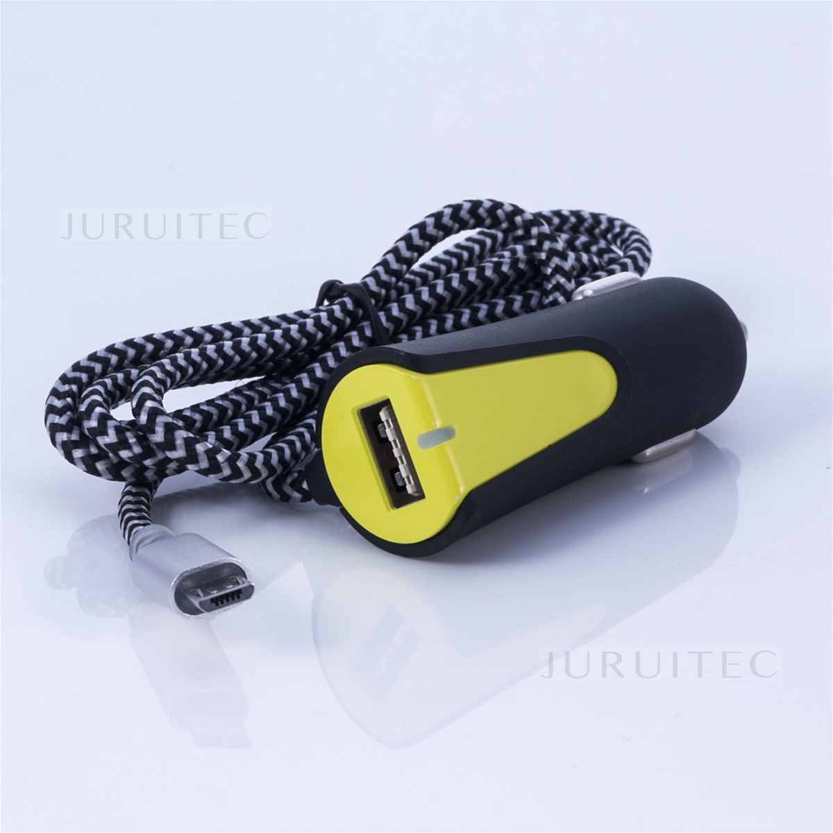 CE FCC RoHS 2 Port USB Car Charger 24 A with 1 m Micro Cable