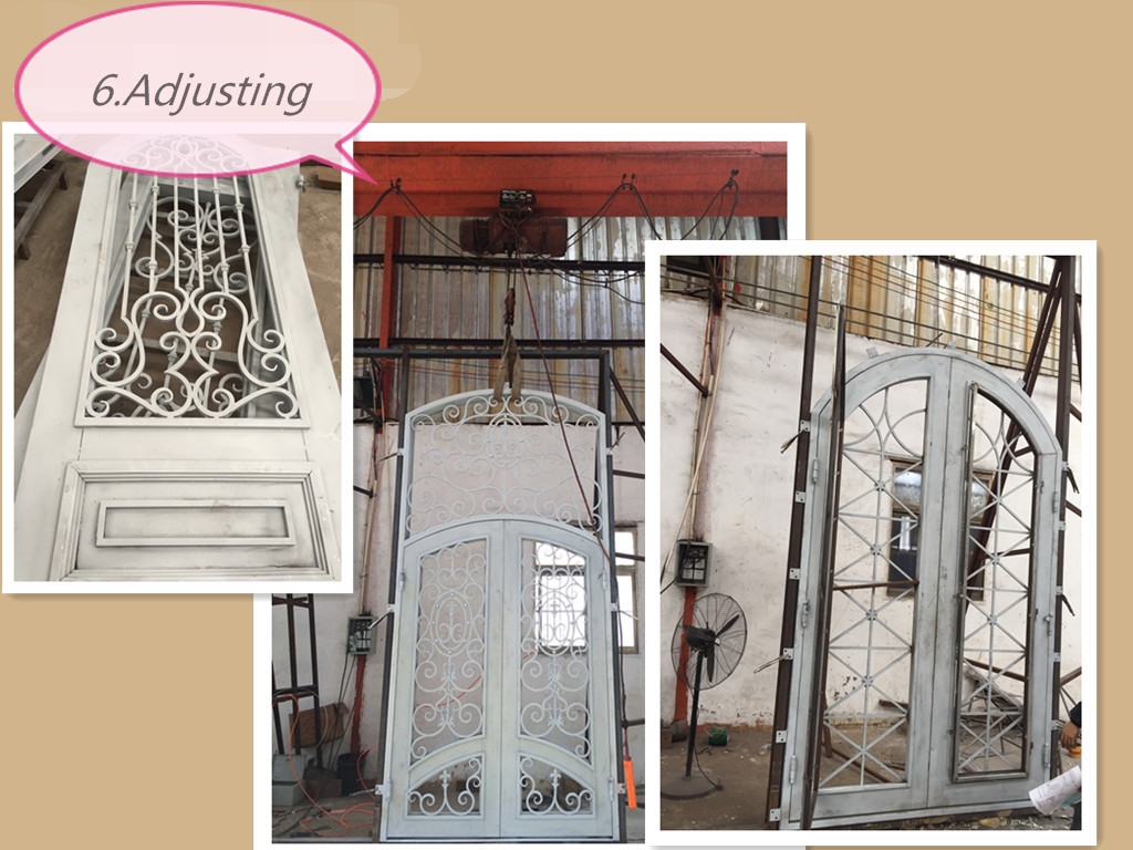 China Factory Direct Wrought Iron Double Entry Door