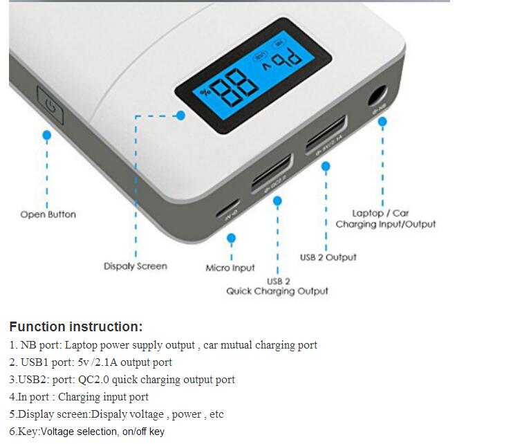 2017 fast charging power bank 15600mah QC 20 dual usb good working