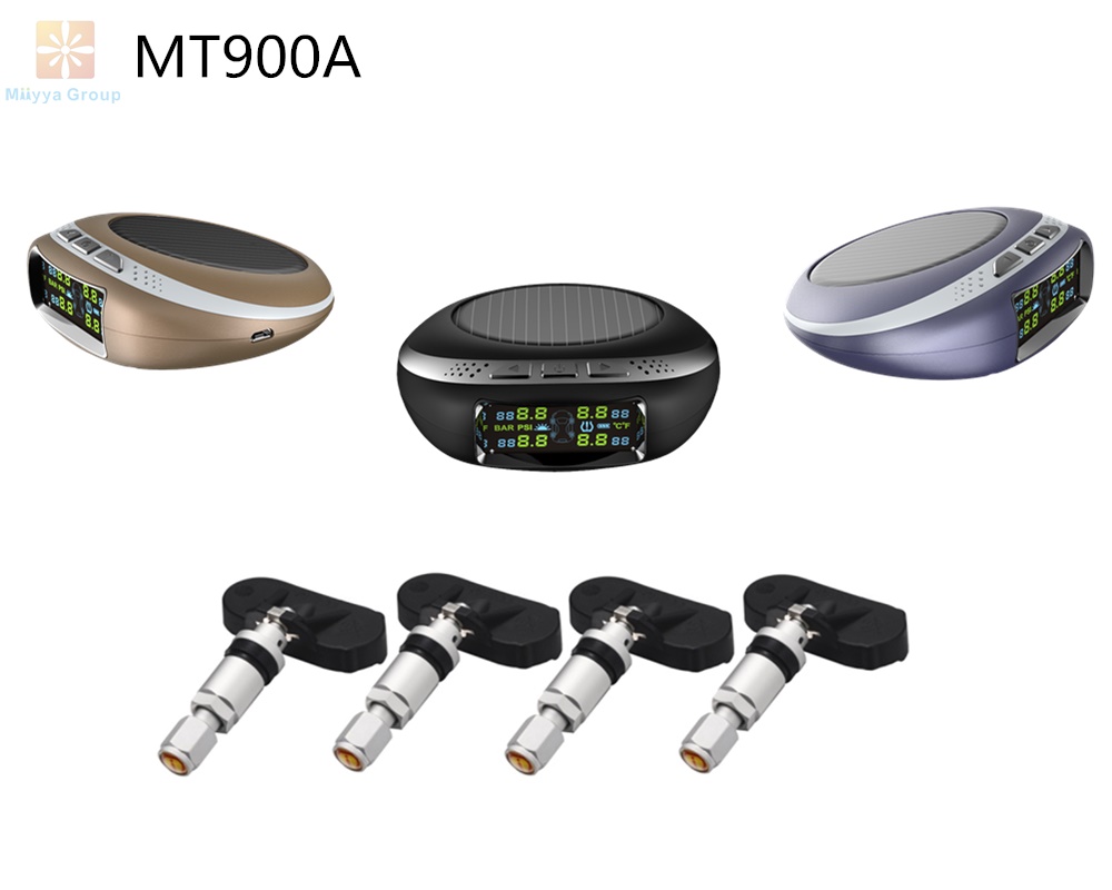 Car Wireless TPMS Rechargeable Solar panel Auto Tire Pressure Monitoring System4 Internal TPMS Sensors MT900A