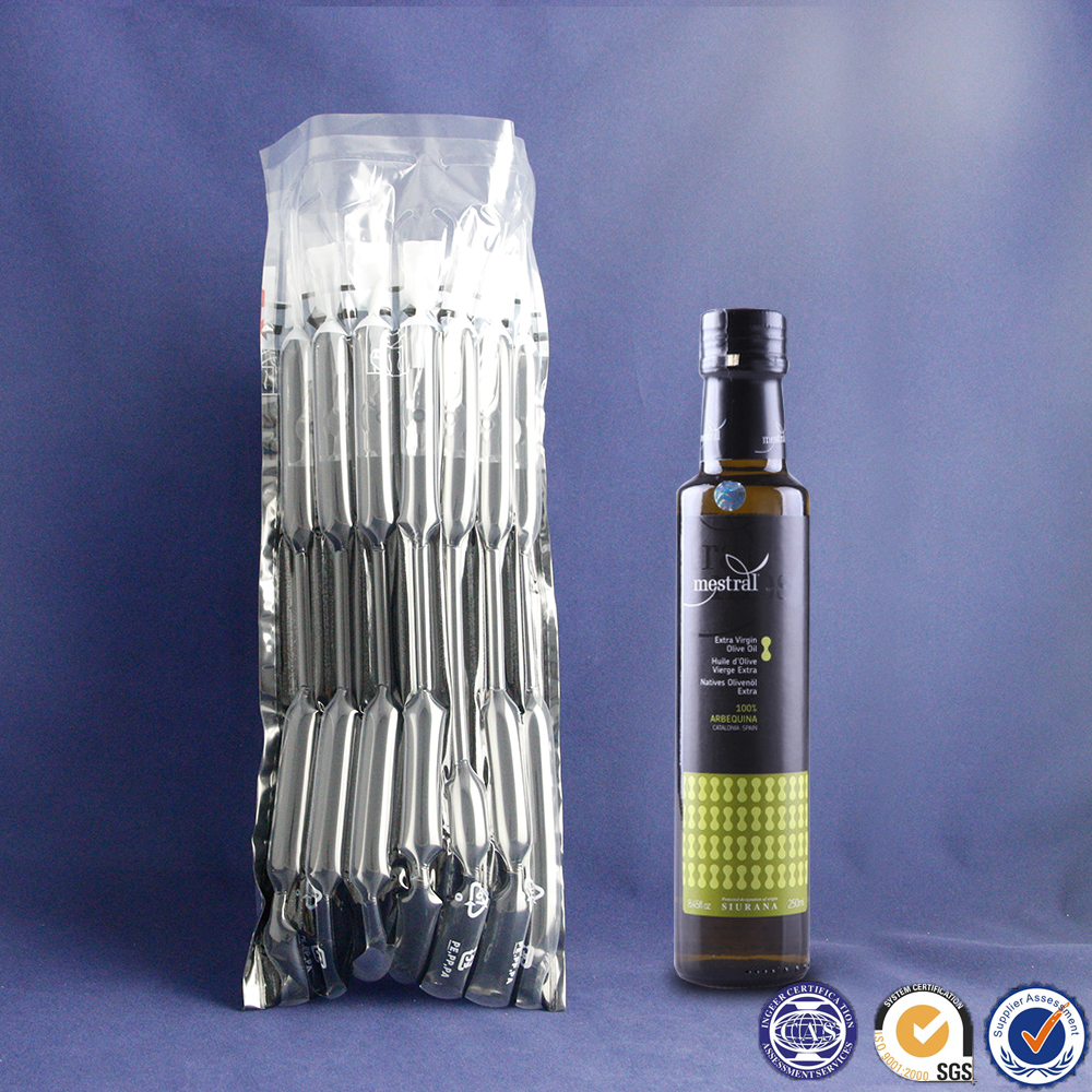 OEM packaging space saving air bubble bags for olive oil bottle packing
