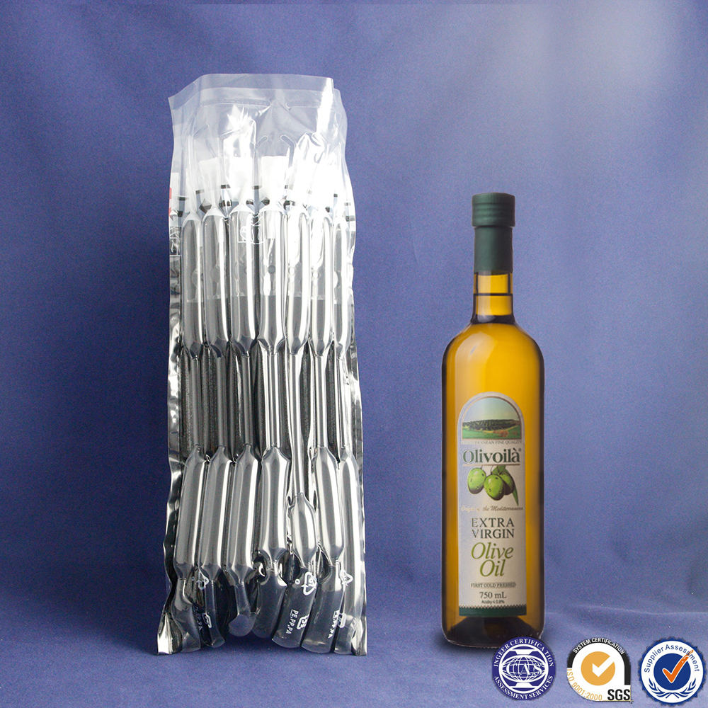 OEM packaging space saving air bubble bags for olive oil bottle packing