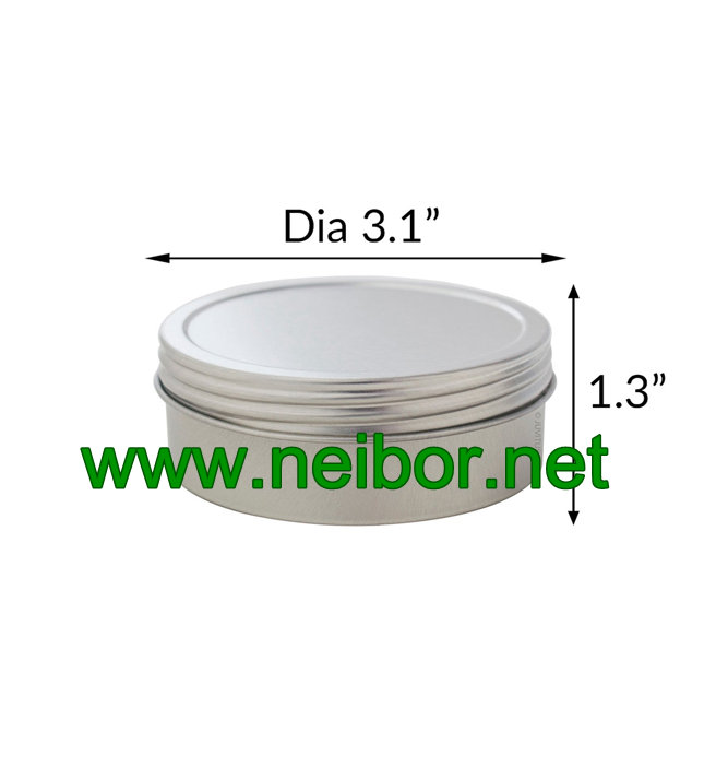 4oz120grams Silver Plain Seamless Round Candle Tin Container with Twist Cap